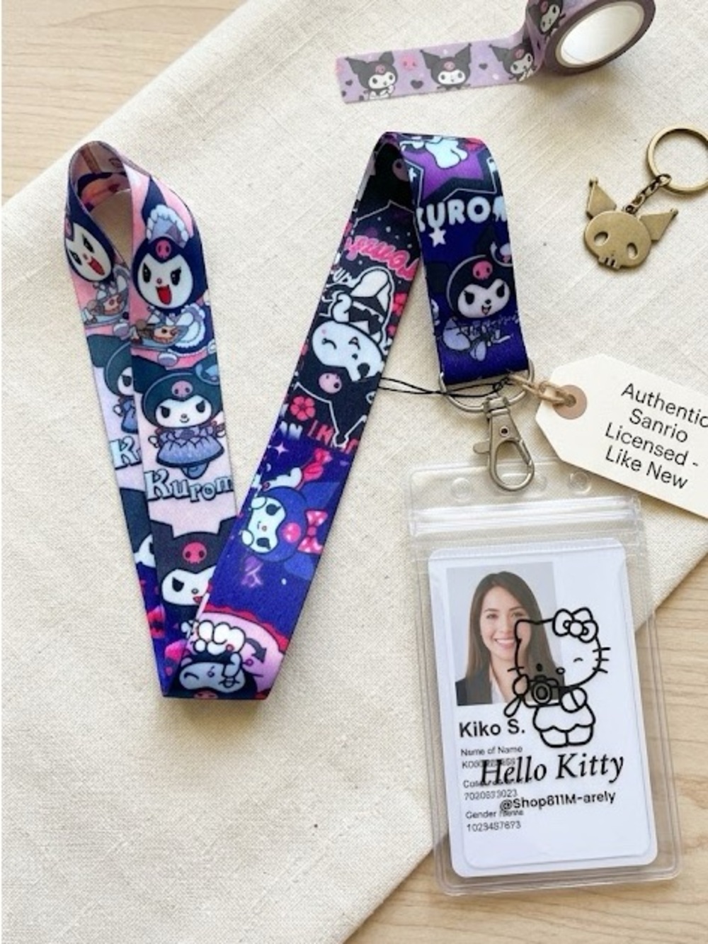 Kuromi giggles Hello Kitty Lanyard & ID Badge Card Key Holder new cartoon kids*